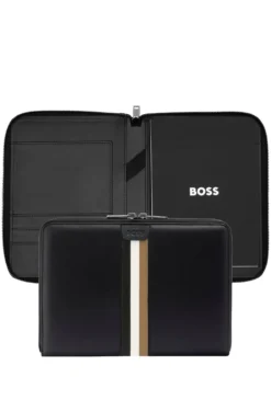 A4 conference folder in faux leather with signature stripe
