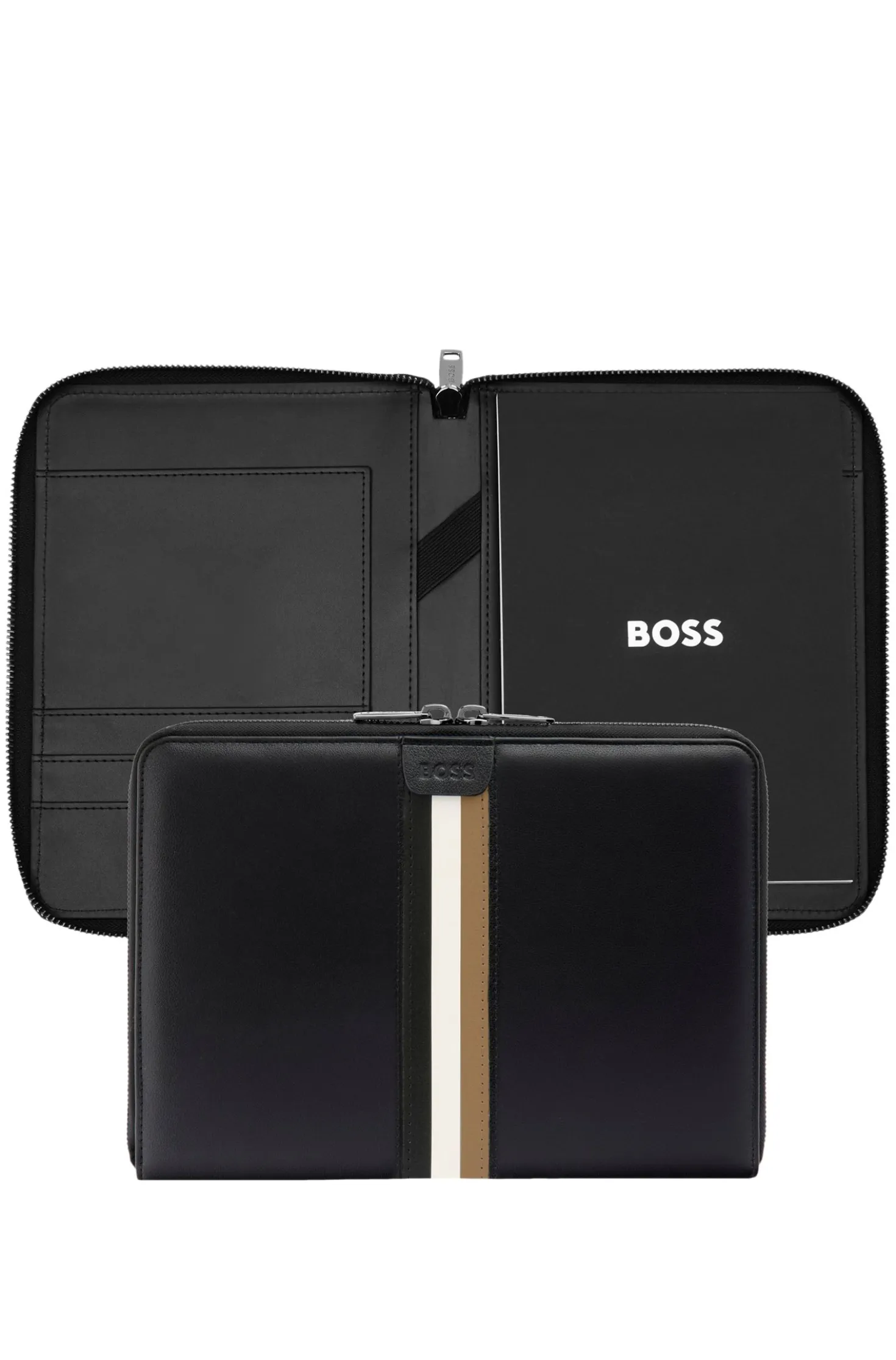A4 conference folder in faux leather with signature stripe