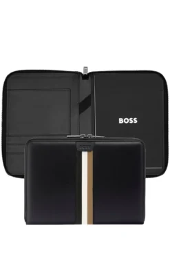 A5 conference folder in faux leather with signature stripe