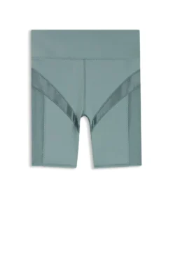 Active high-waisted cycling shorts with mesh inserts