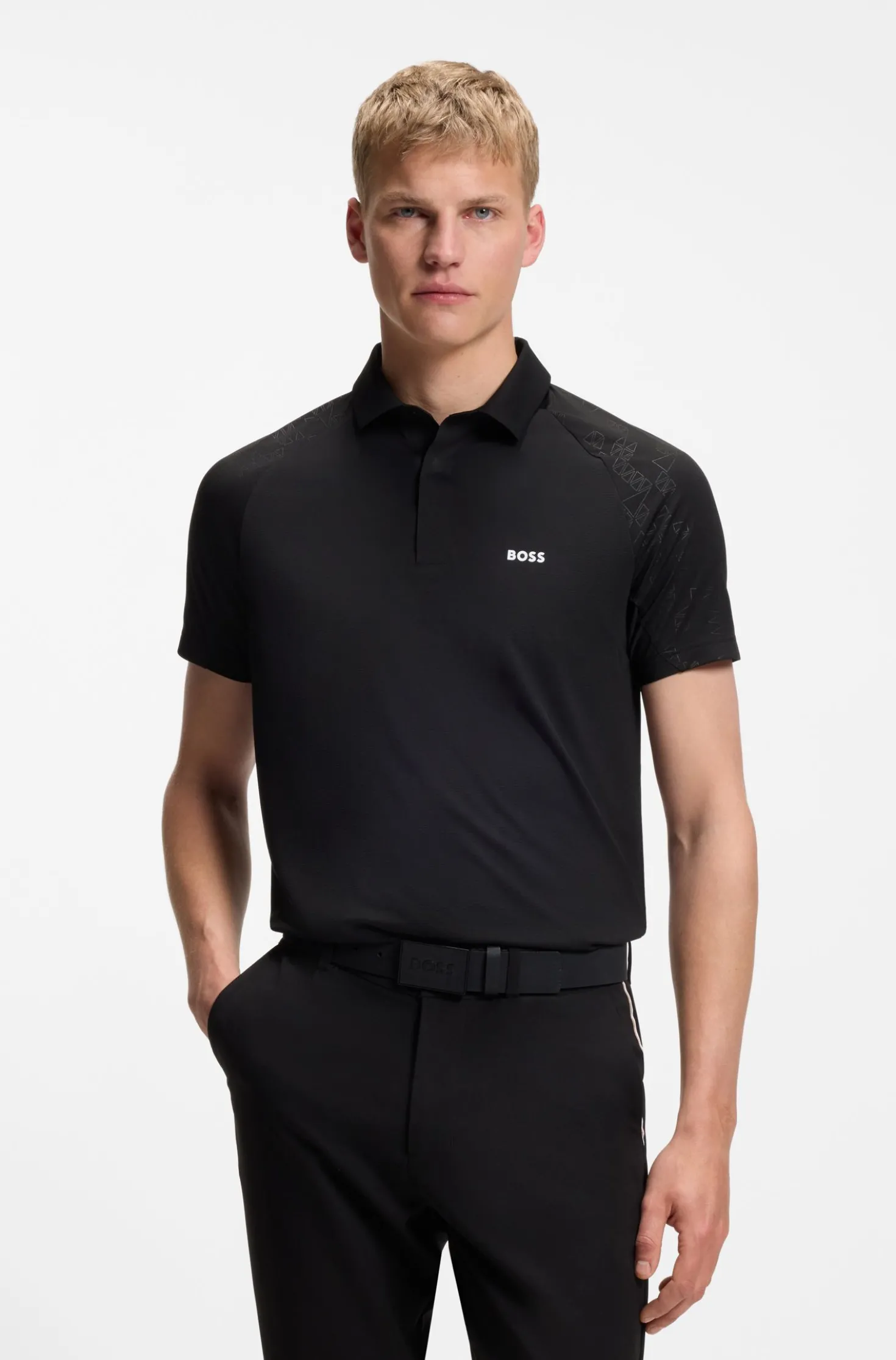 Active polo shirt with moisture management
