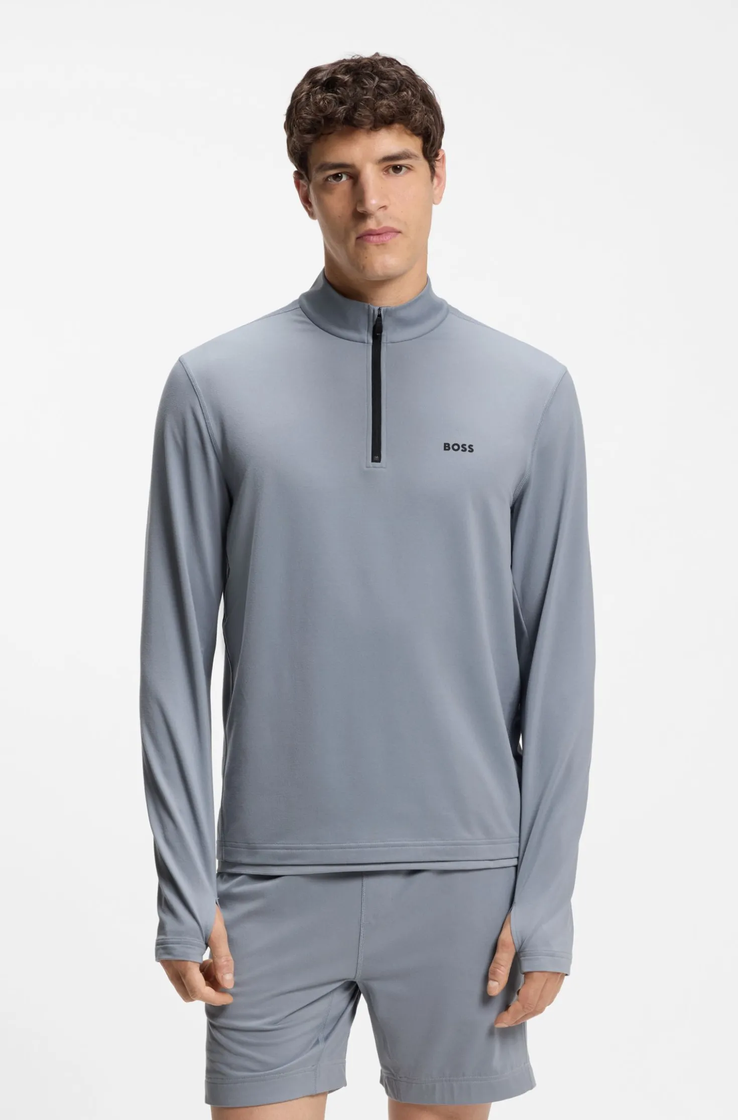 Active quarter-zip sweatshirt with moisture management