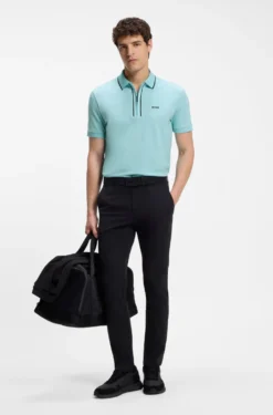 Active Slim-fit polo shirt in moisture-wicking stretch cotton