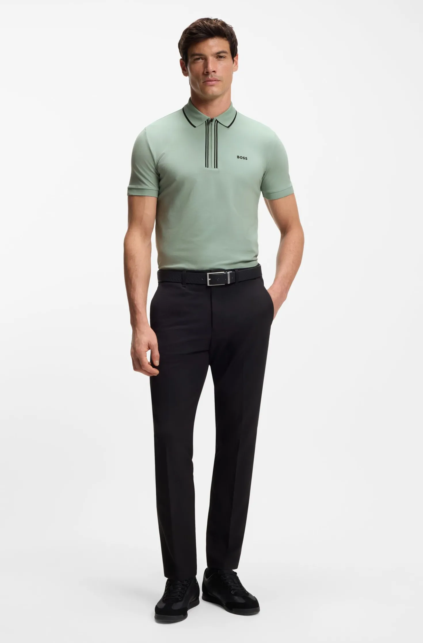 Active Slim-fit polo shirt in moisture-wicking stretch cotton