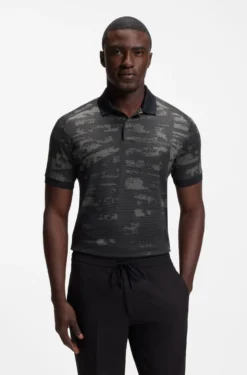 Active Slim-fit polo shirt with jacquard pattern