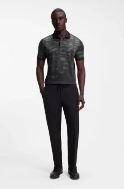 Active Slim-fit polo shirt with jacquard pattern