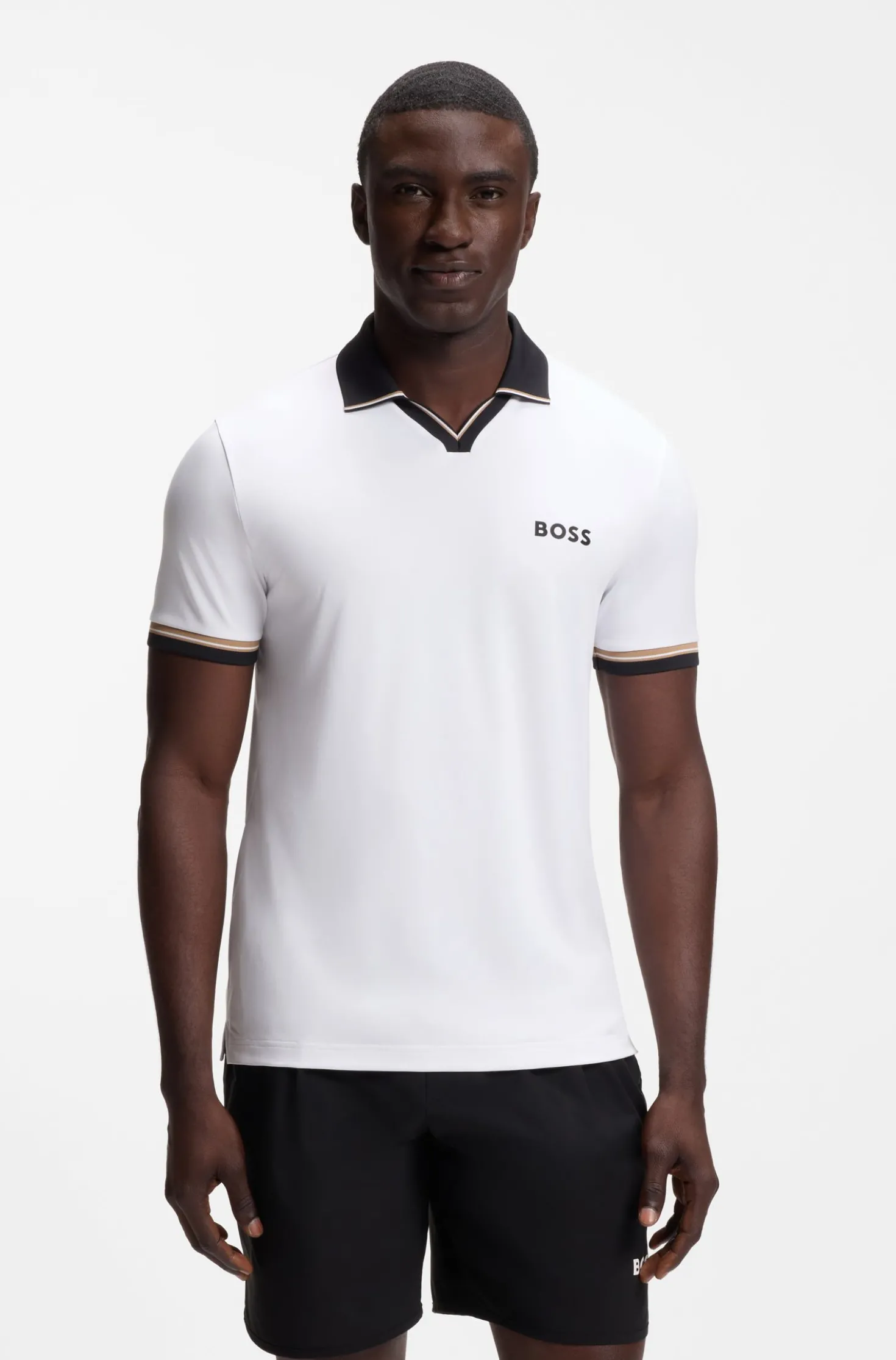 Active slim-fit polo shirt with signature-stripe details