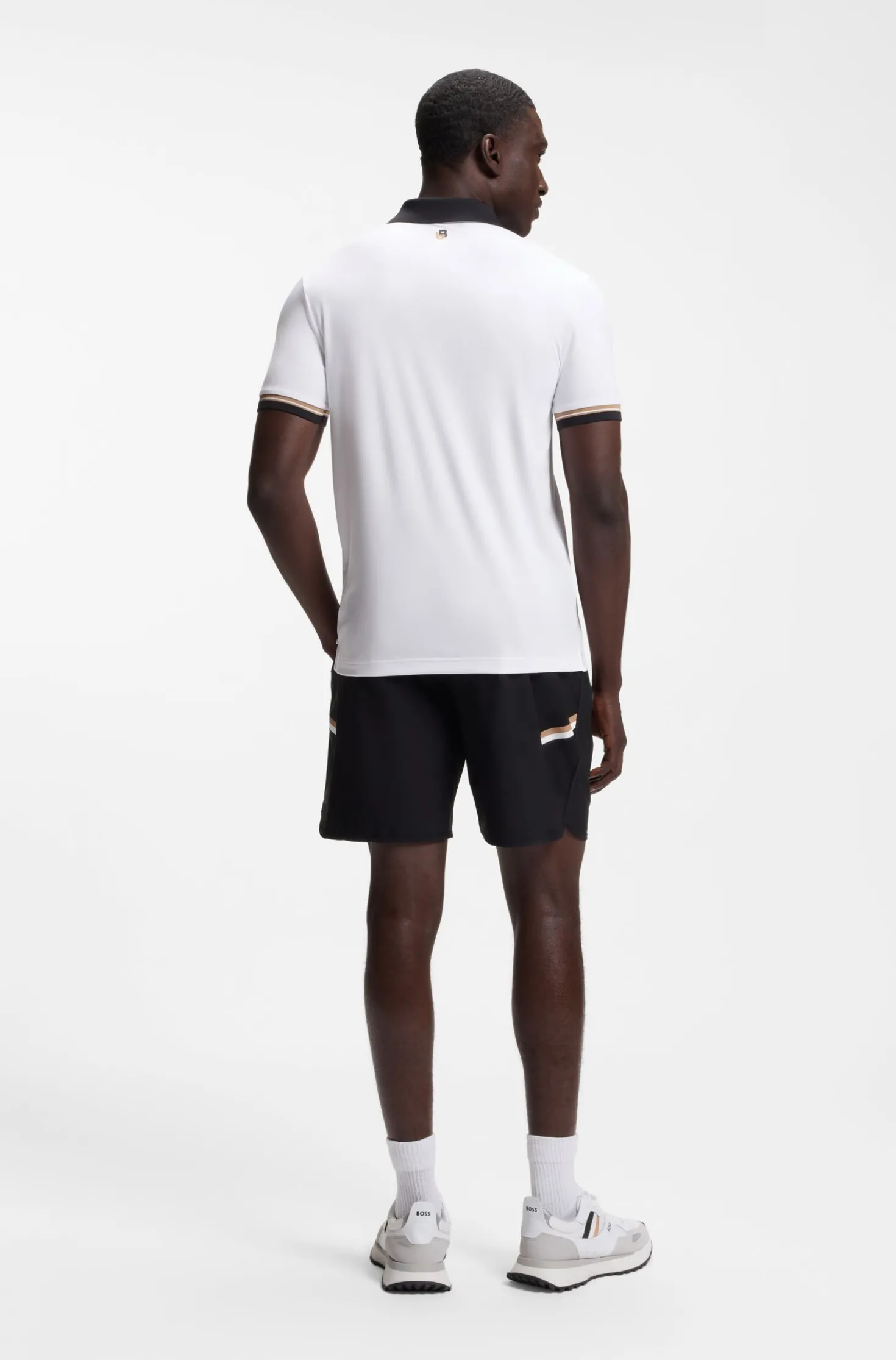 Active slim-fit polo shirt with signature-stripe details