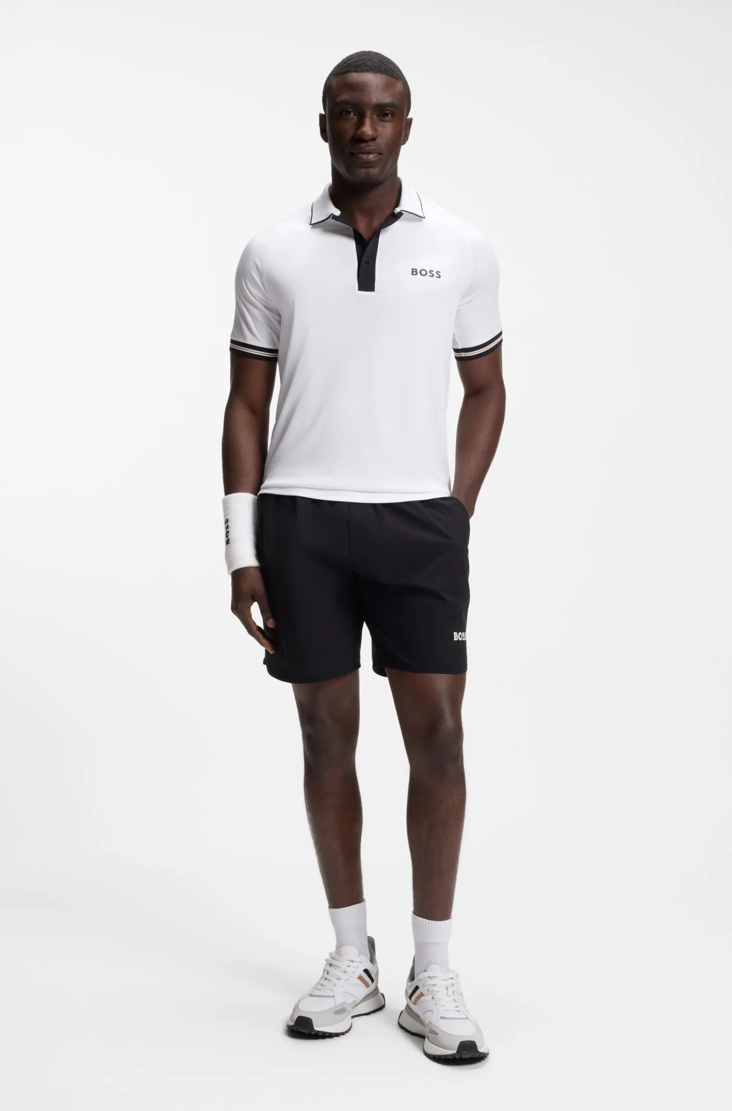 Active slim-fit polo shirt with moisture management