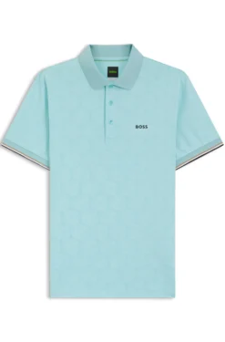Active Slim-fit polo shirt with embossed tennis-ball pattern