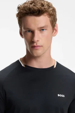 Active slim-fit T-shirt with signature-stripe collar