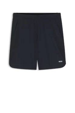 Active Stretch-fabric shorts with mesh pocket bags
