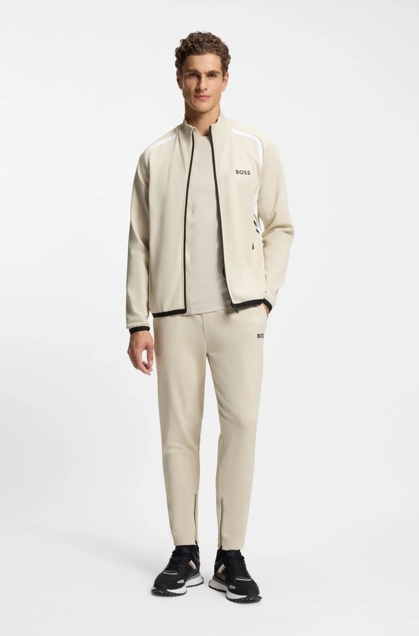 Active Stretch-gabardine tracksuit bottoms with zipped hems