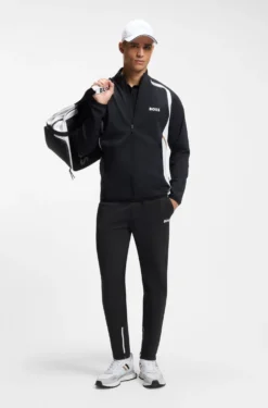 Active Stretch-gabardine tracksuit bottoms with zipped hems
