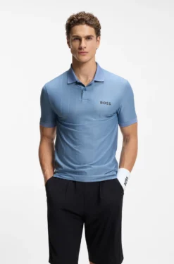 Active Stripe-jersey slim-fit polo shirt with four-way stretch