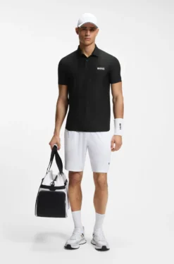 Active Stripe-jersey slim-fit polo shirt with four-way stretch