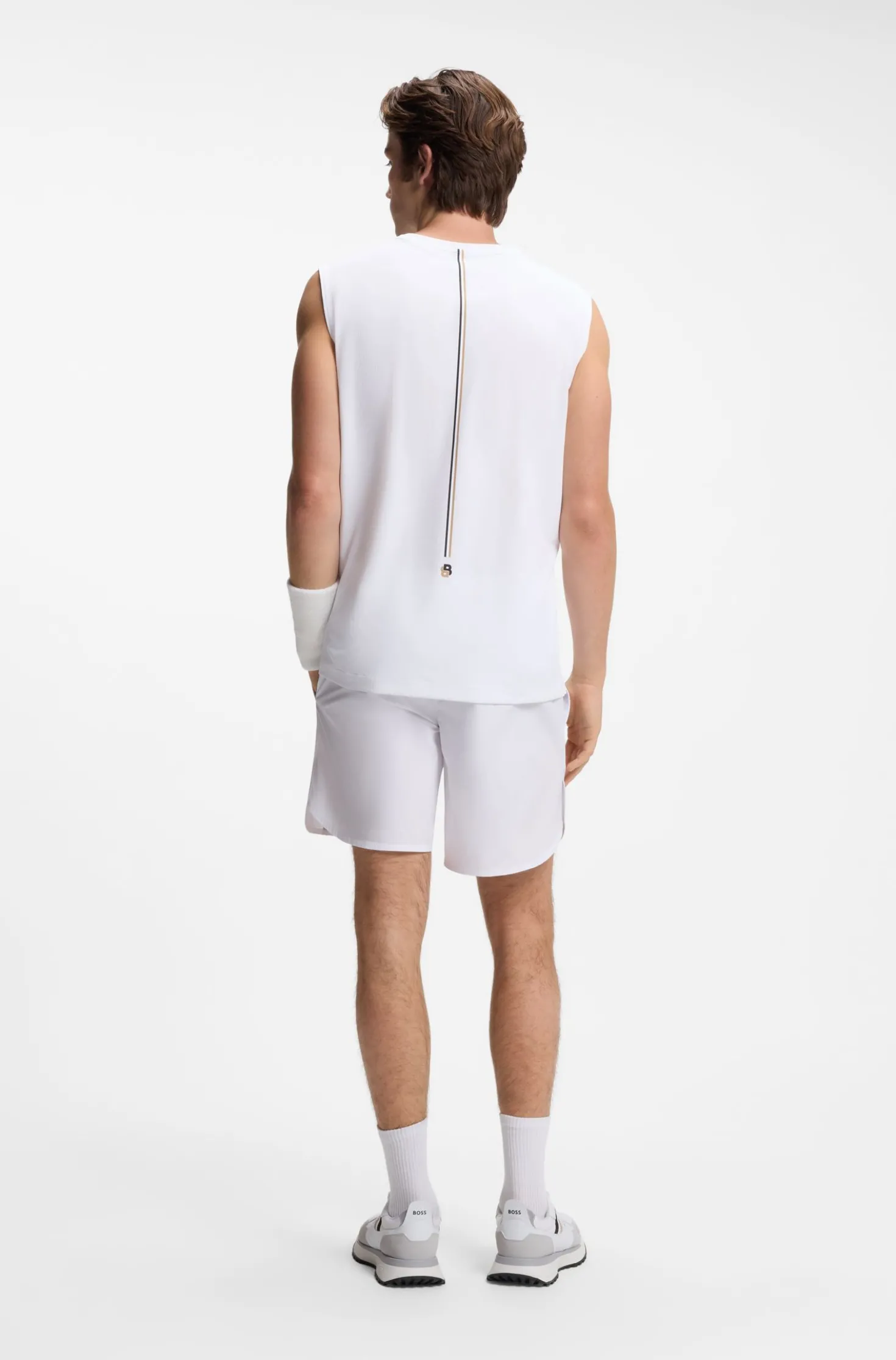 Active tank top in stretch fabric with rear stripes