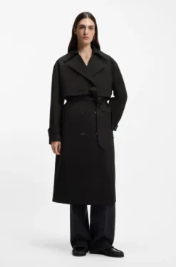 Adaptable stretch-cotton trench coat and dress in one