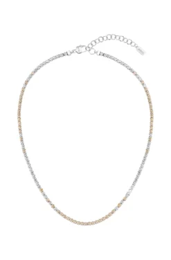 Adjustable necklace with clear and champagne-coloured crystals