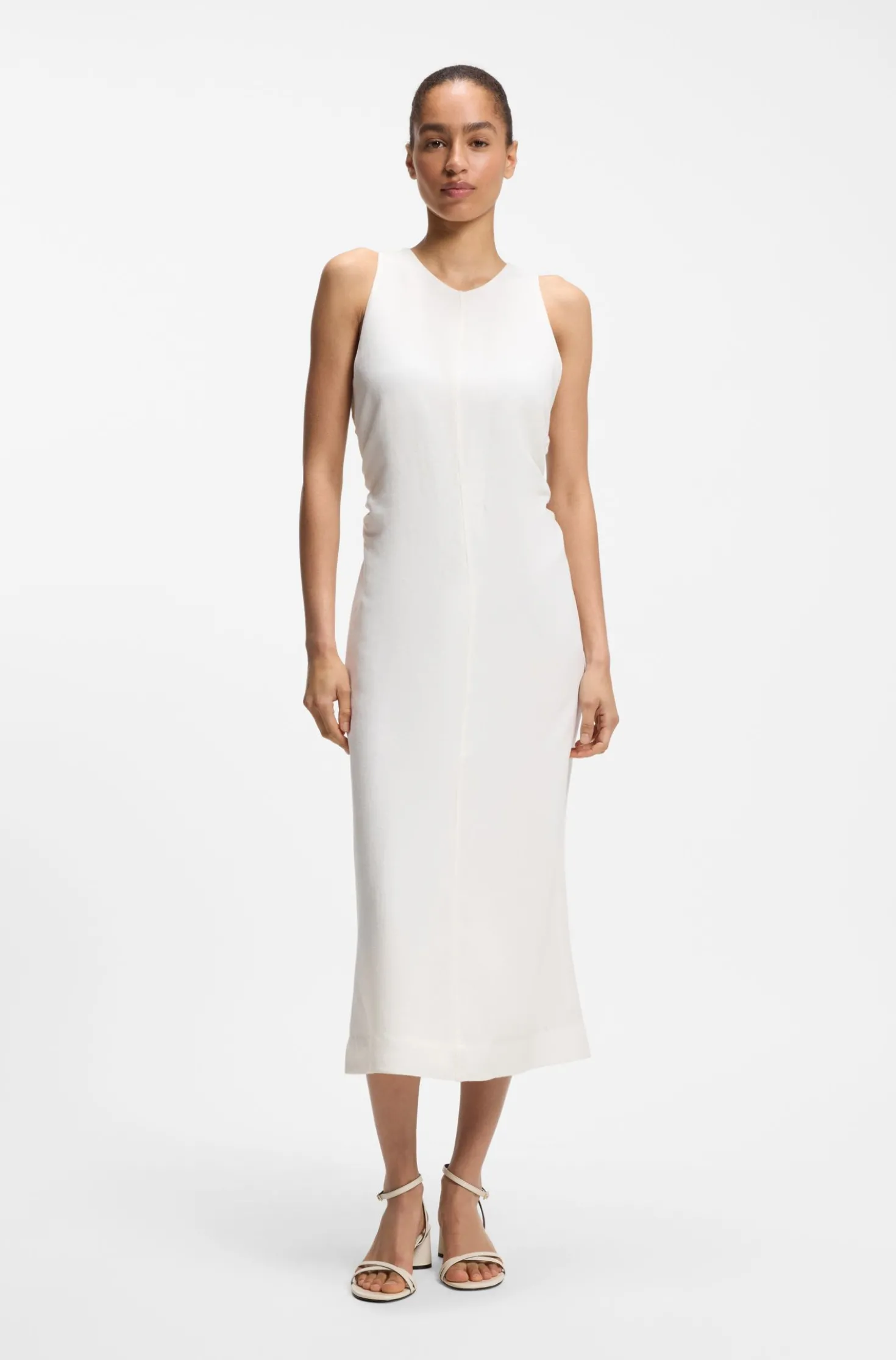 A-line dress with gathered sides