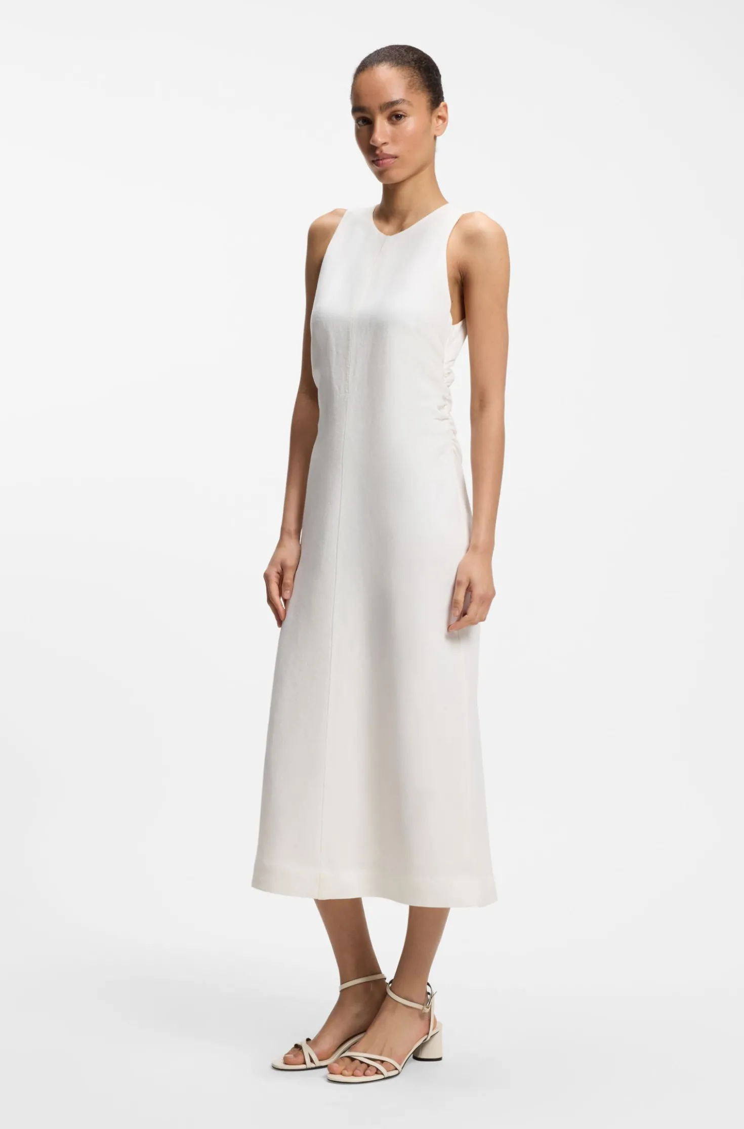 A-line dress with gathered sides