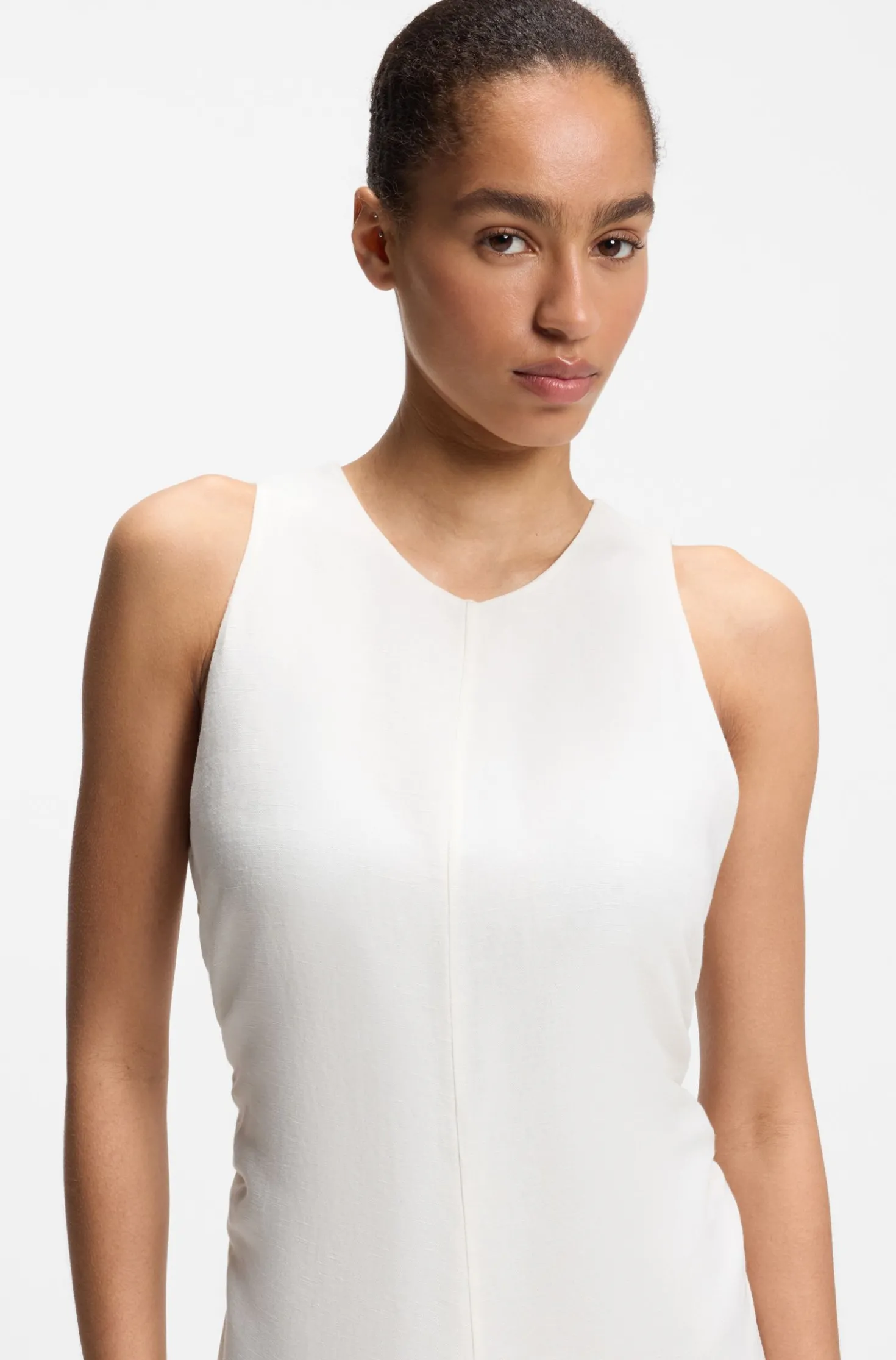 A-line dress with gathered sides