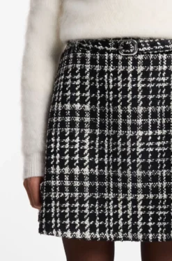 A-line mini skirt in checked bouclé