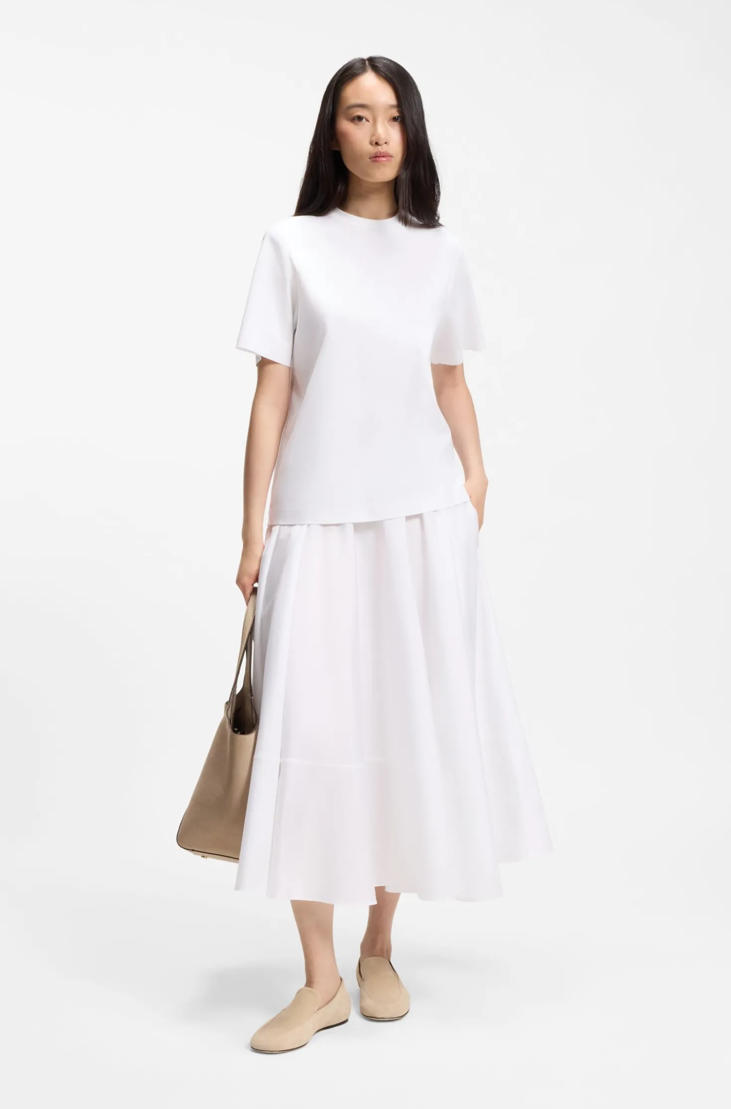 A-line skirt in cotton poplin