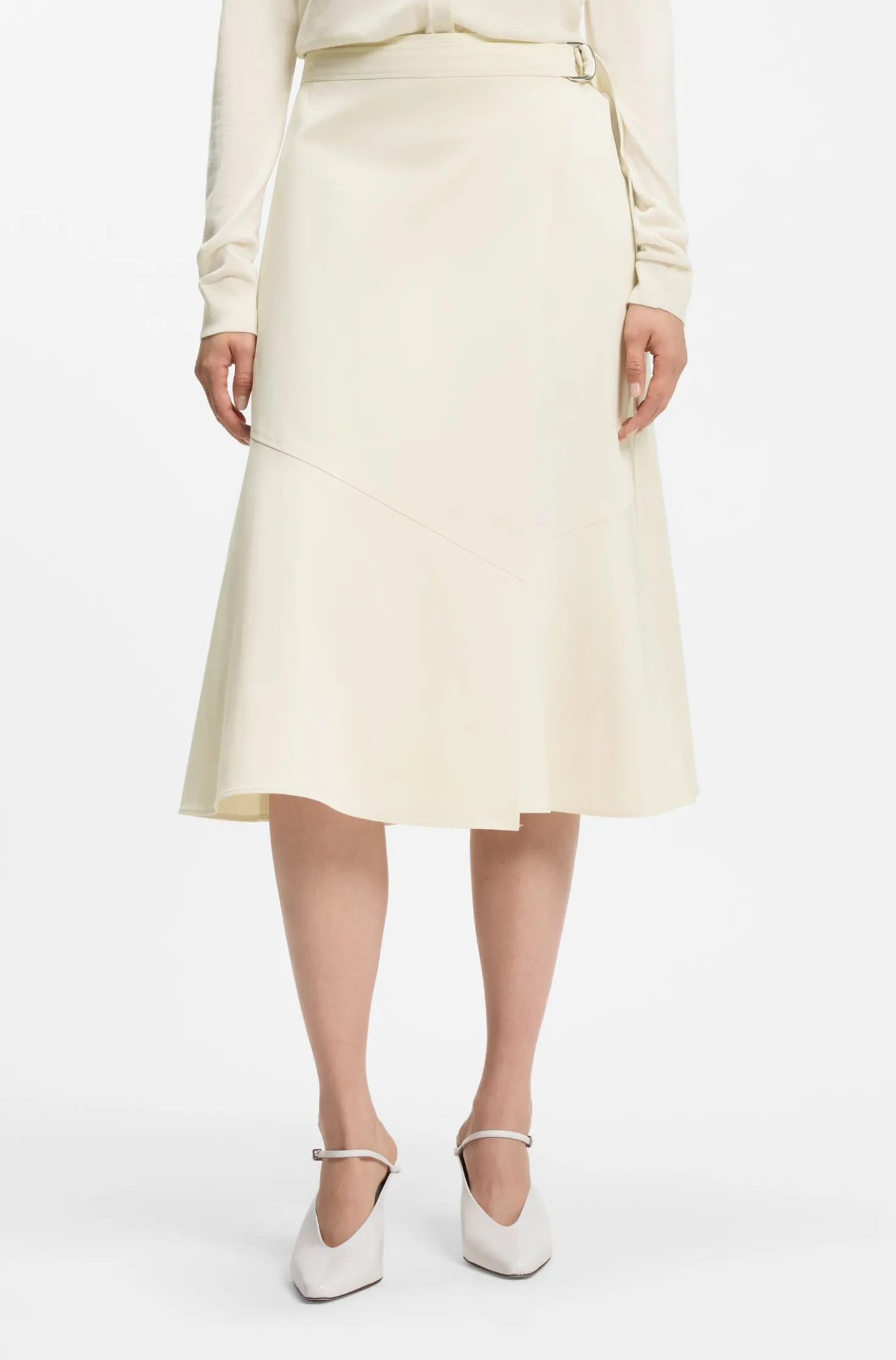 A-line wrap skirt in stretch cotton
