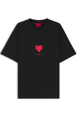 All-gender Cotton-jersey T-shirt with origami-heart prints