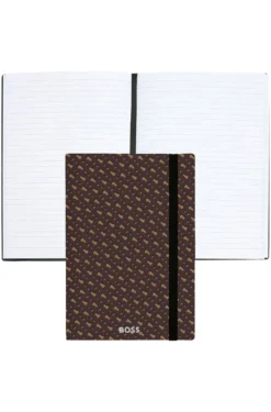 A5 monogram-pattern notebook and ballpoint pen set