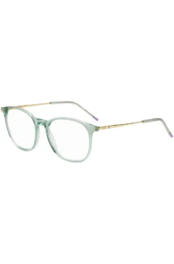 Aqua-acetate optical frames with gold-tone temples