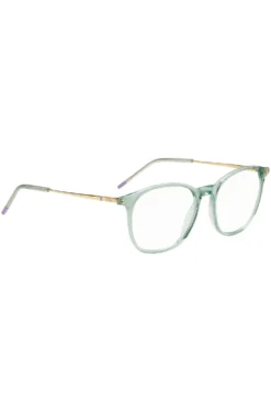Aqua-acetate optical frames with gold-tone temples