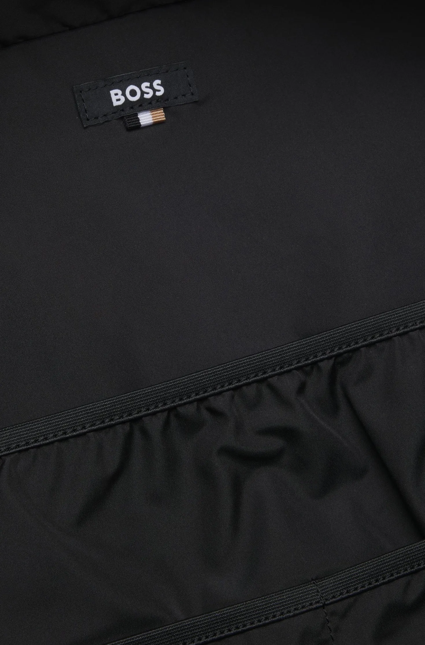 Backpack in structured fabric with logo and signature stripe
