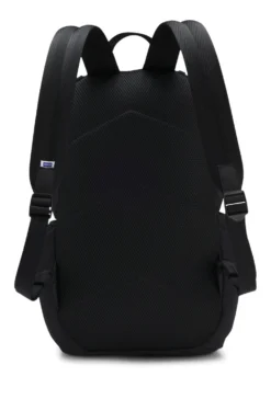 Backpack with blue rubber logo patch