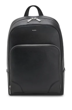 Backpack with silver-tone trims