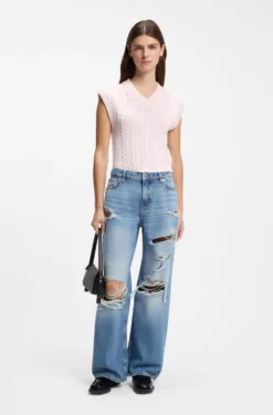 Baggy-fit jeans in blue distressed denim