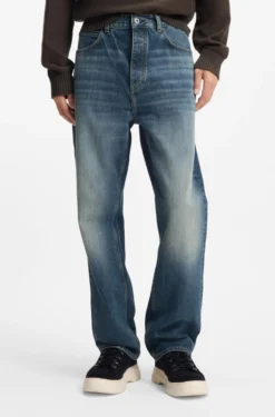 Baggy-fit jeans in blue slub denim