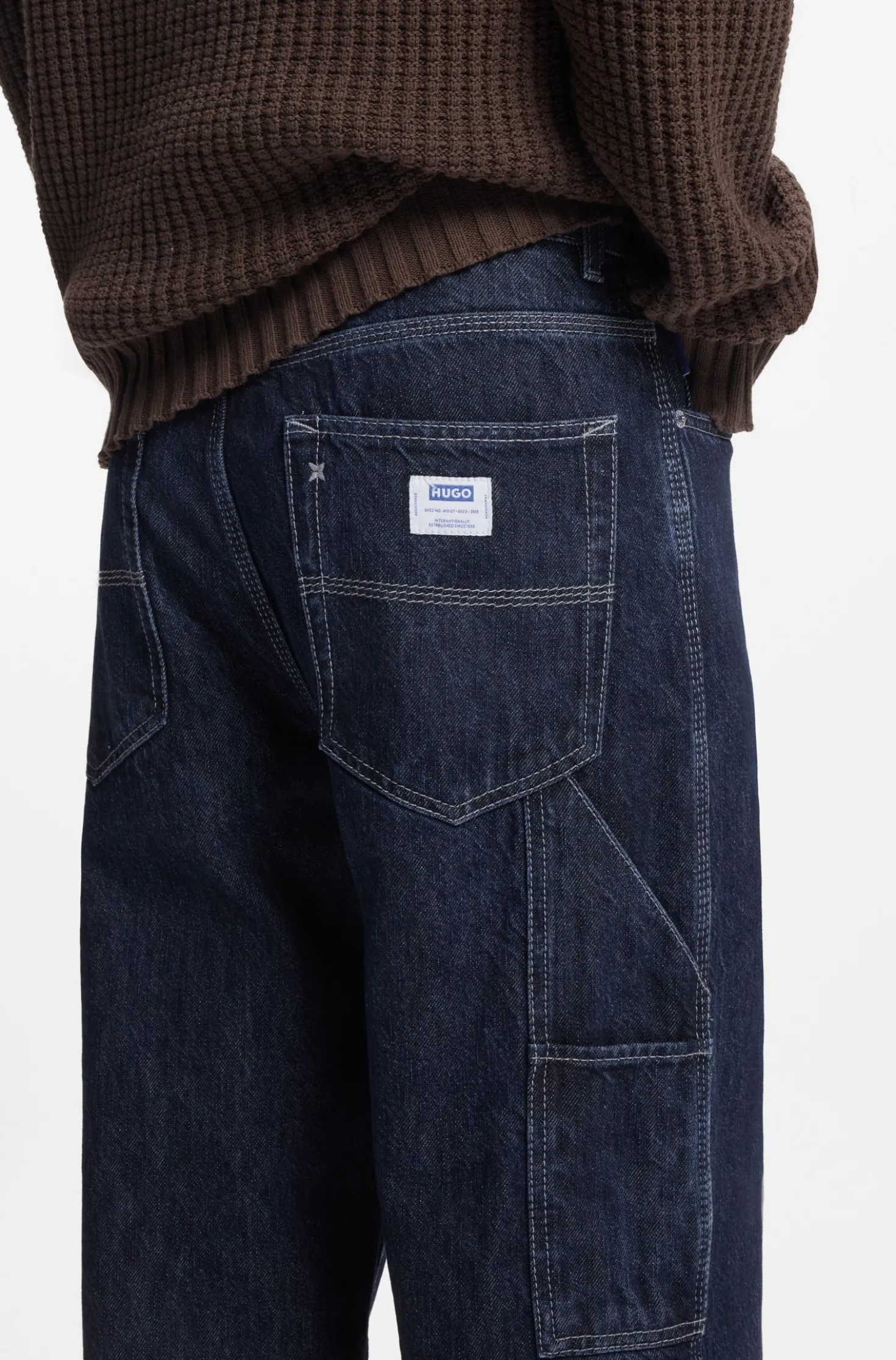 Baggy-fit jeans in dark-blue denim