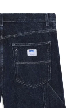 Baggy-fit jeans in dark-blue denim