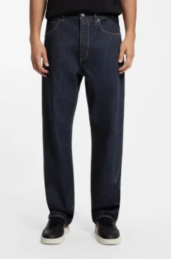 Baggy-fit jeans in dark-blue rinse-washed denim