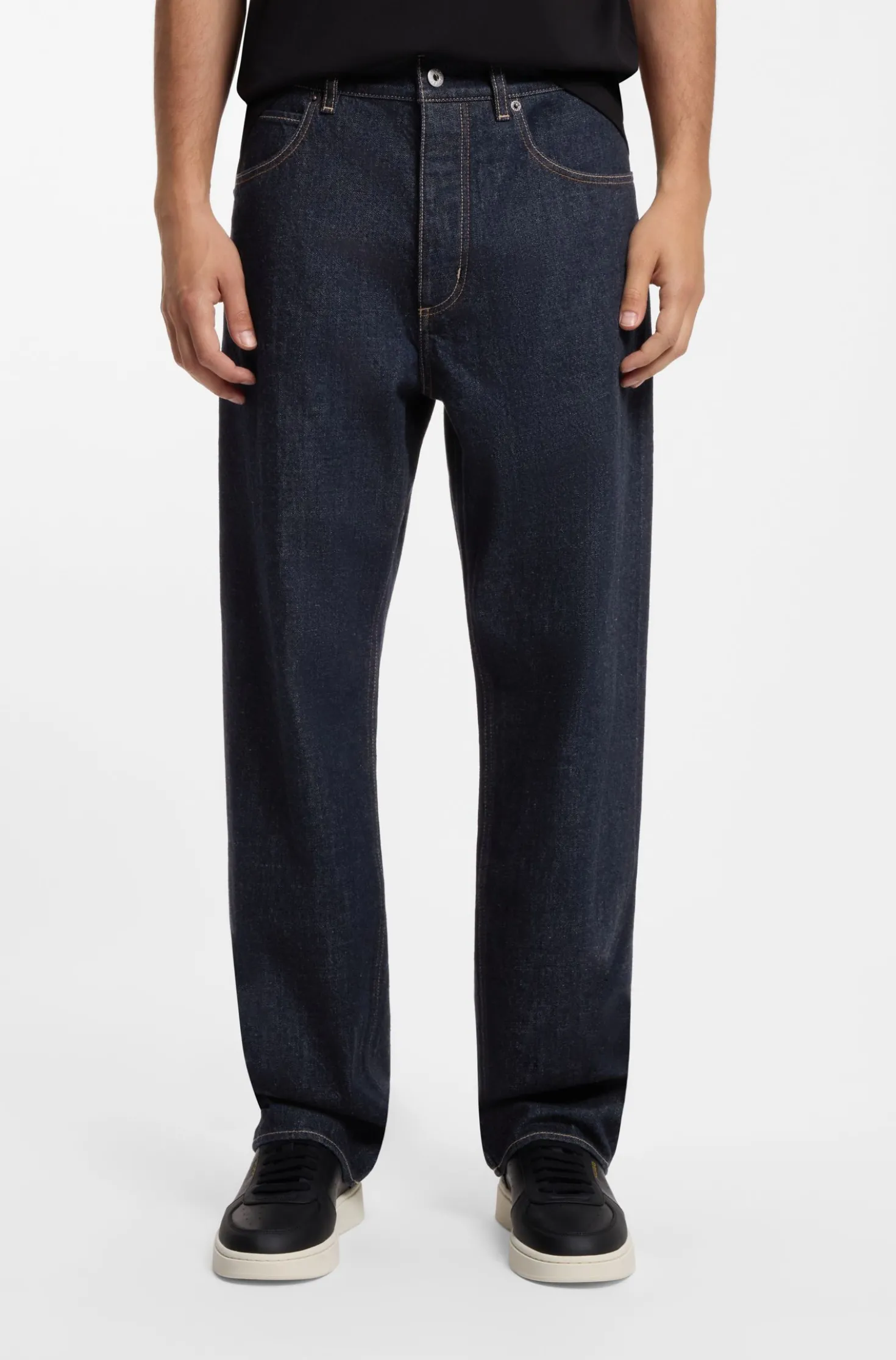 Baggy-fit jeans in dark-blue rinse-washed denim