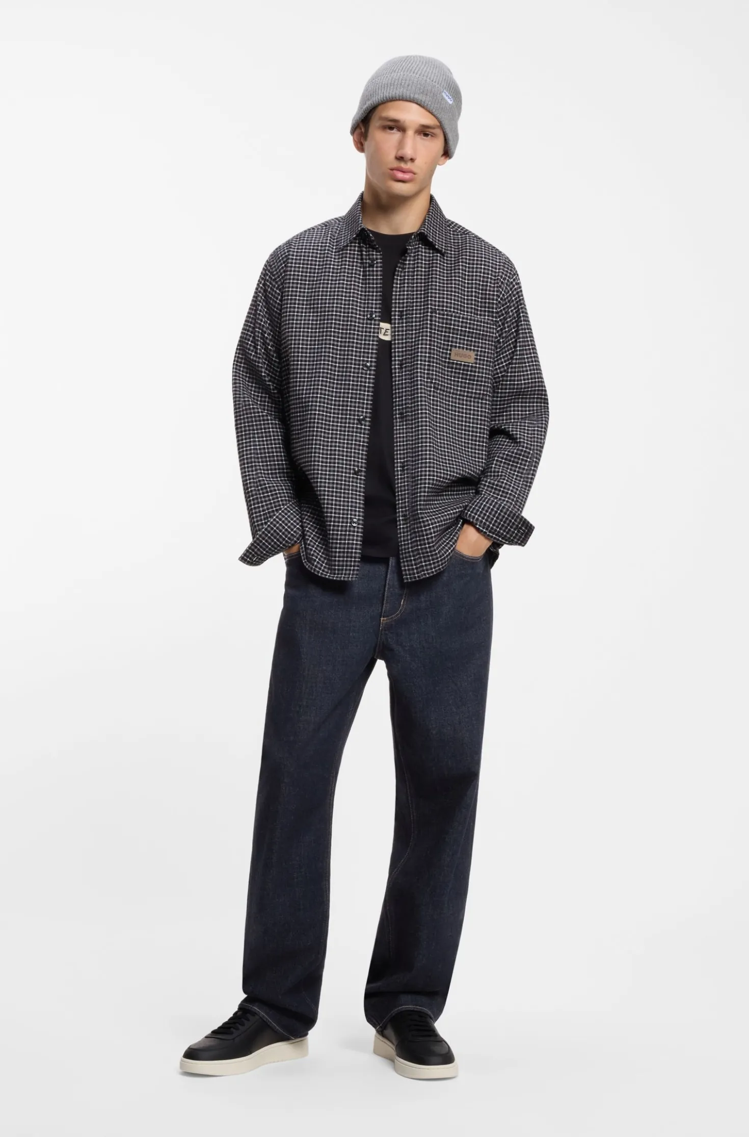 Baggy-fit jeans in dark-blue rinse-washed denim