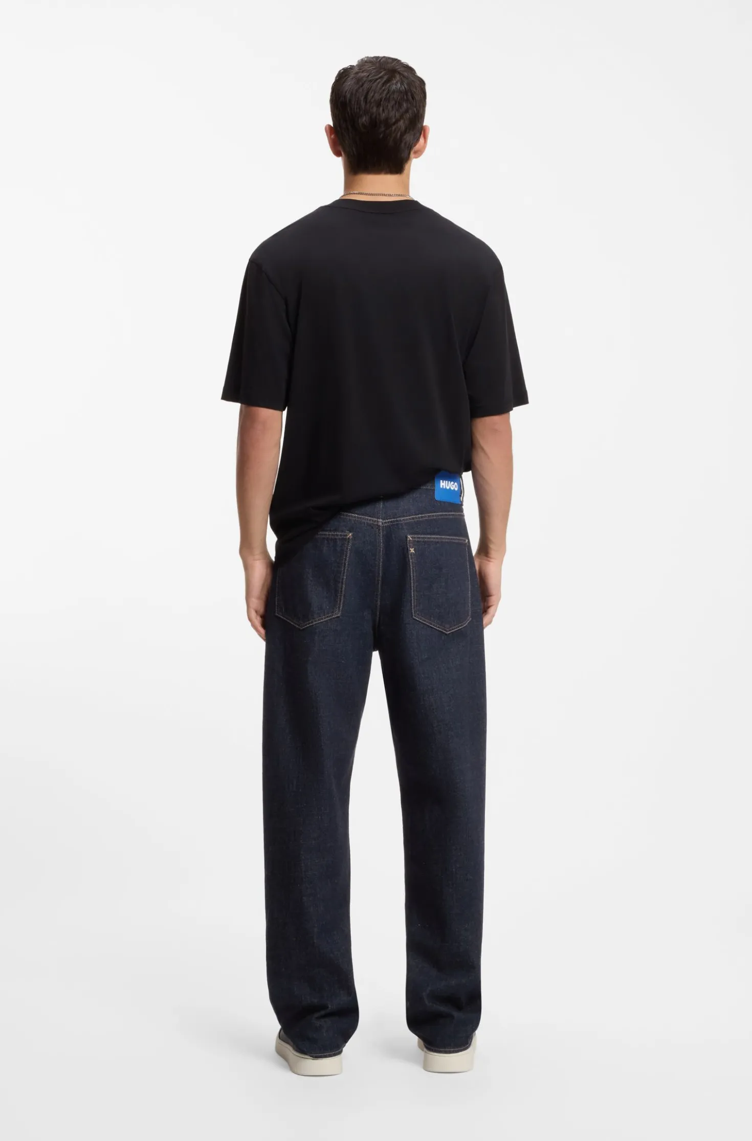 Baggy-fit jeans in dark-blue rinse-washed denim