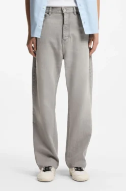 Baggy-fit jeans in grey stonewashed denim