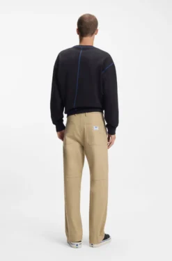 Baggy-fit trousers in stretch-cotton canvas