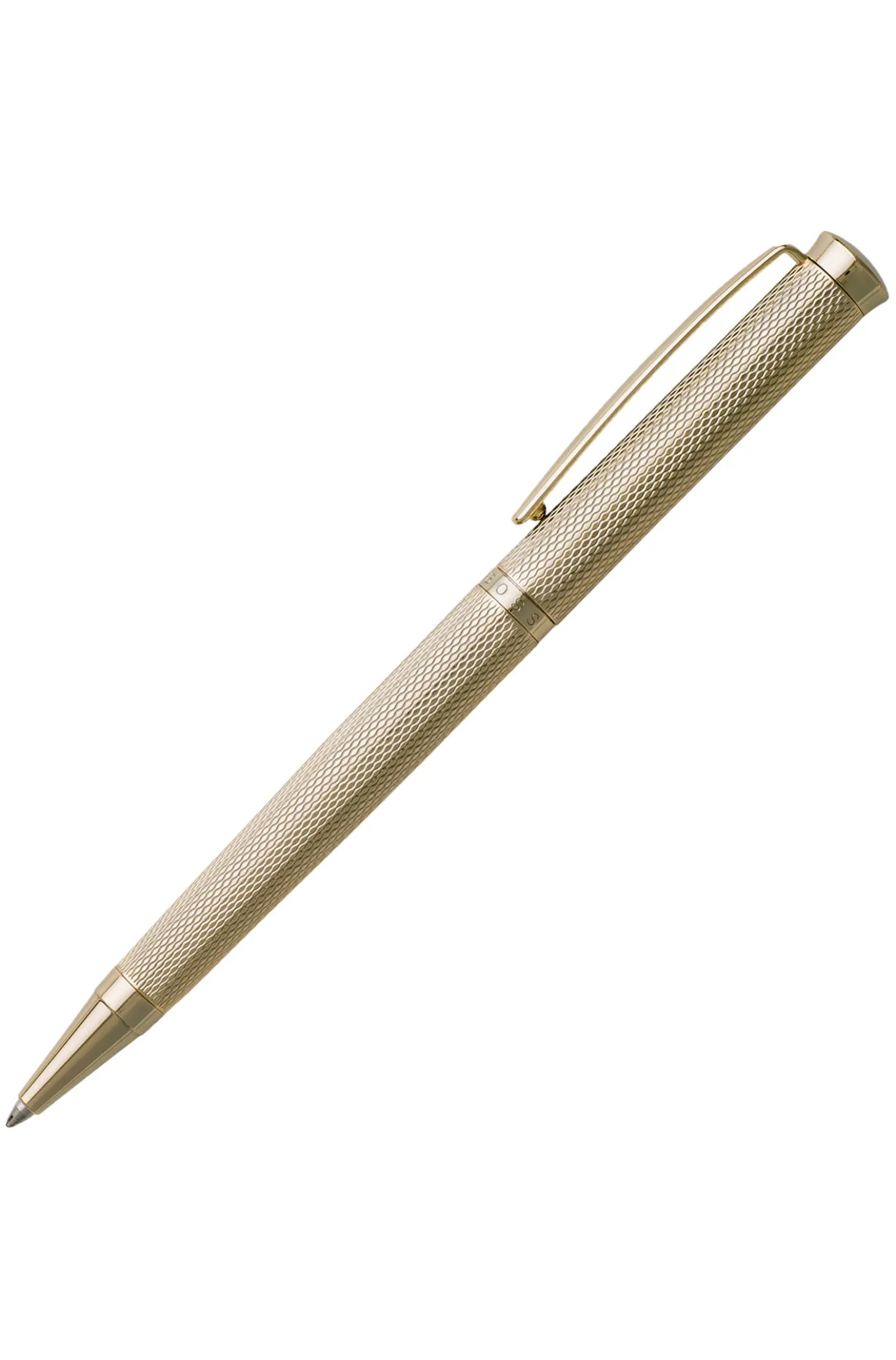 Ballpoint pen with diamond-cut engraved gold-tone finish