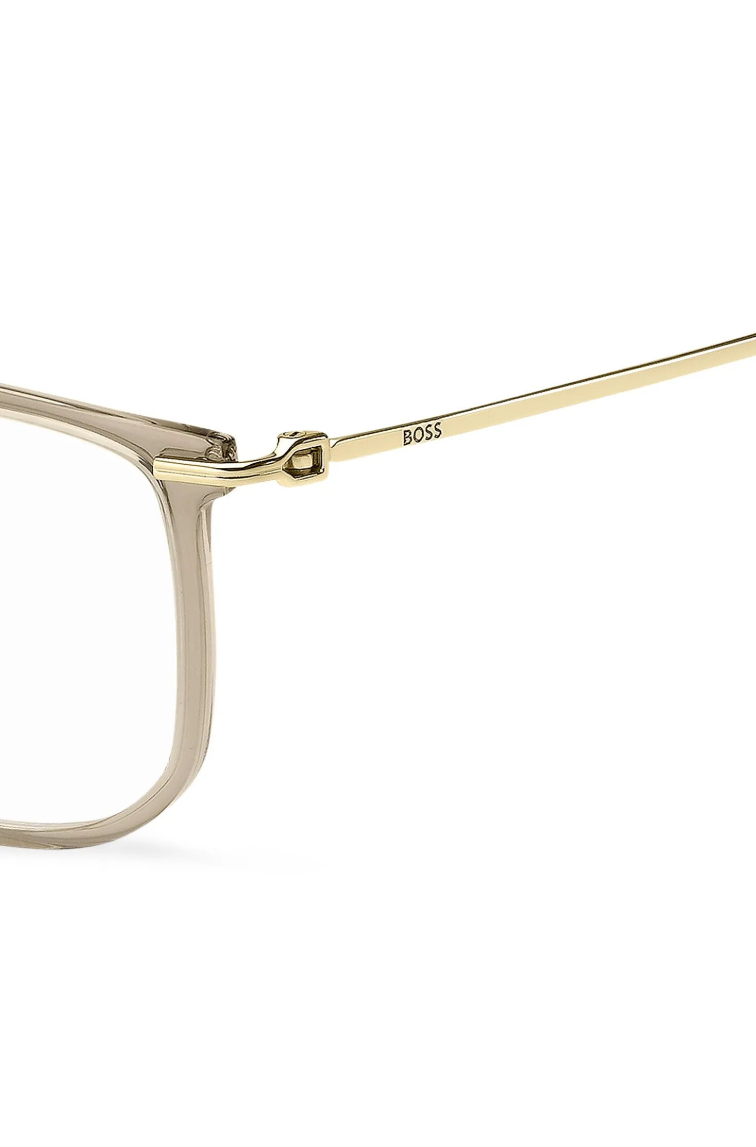 Beige-acetate optical frames with gold-tone temples