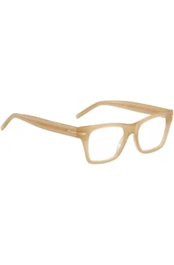 Beige-acetate optical frames with signature gold-tone detail