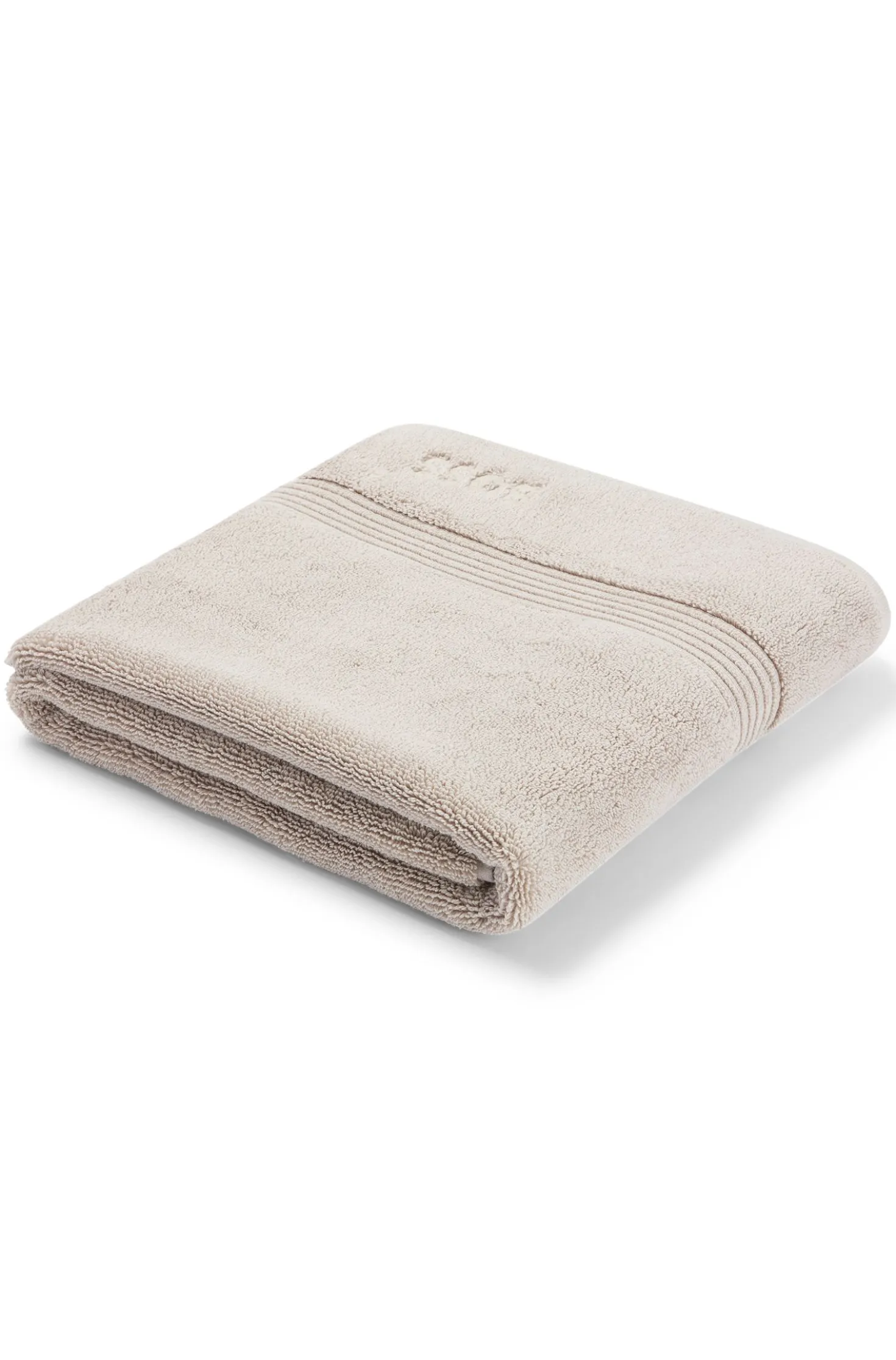Beige Aegean-cotton bath mat with tonal logo